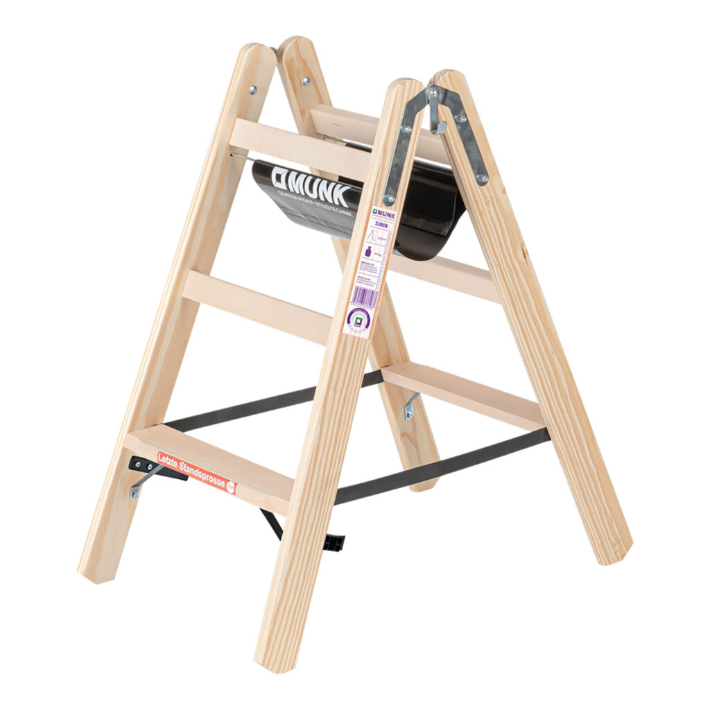Stufenstehleiter Holz beidseitig begehbar 01-102n-100648 für verschiedene Arbeitshöhen MUNK