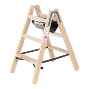 Stufenstehleiter Holz beidseitig begehbar 01-102n-100648 für verschiedene Arbeitshöhen MUNK