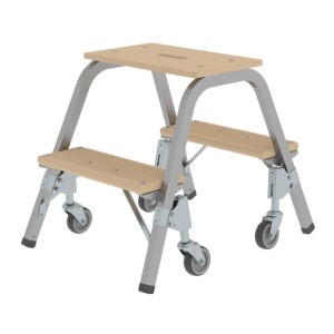 Stahl-Holz-Tritt mit Lenkrollen