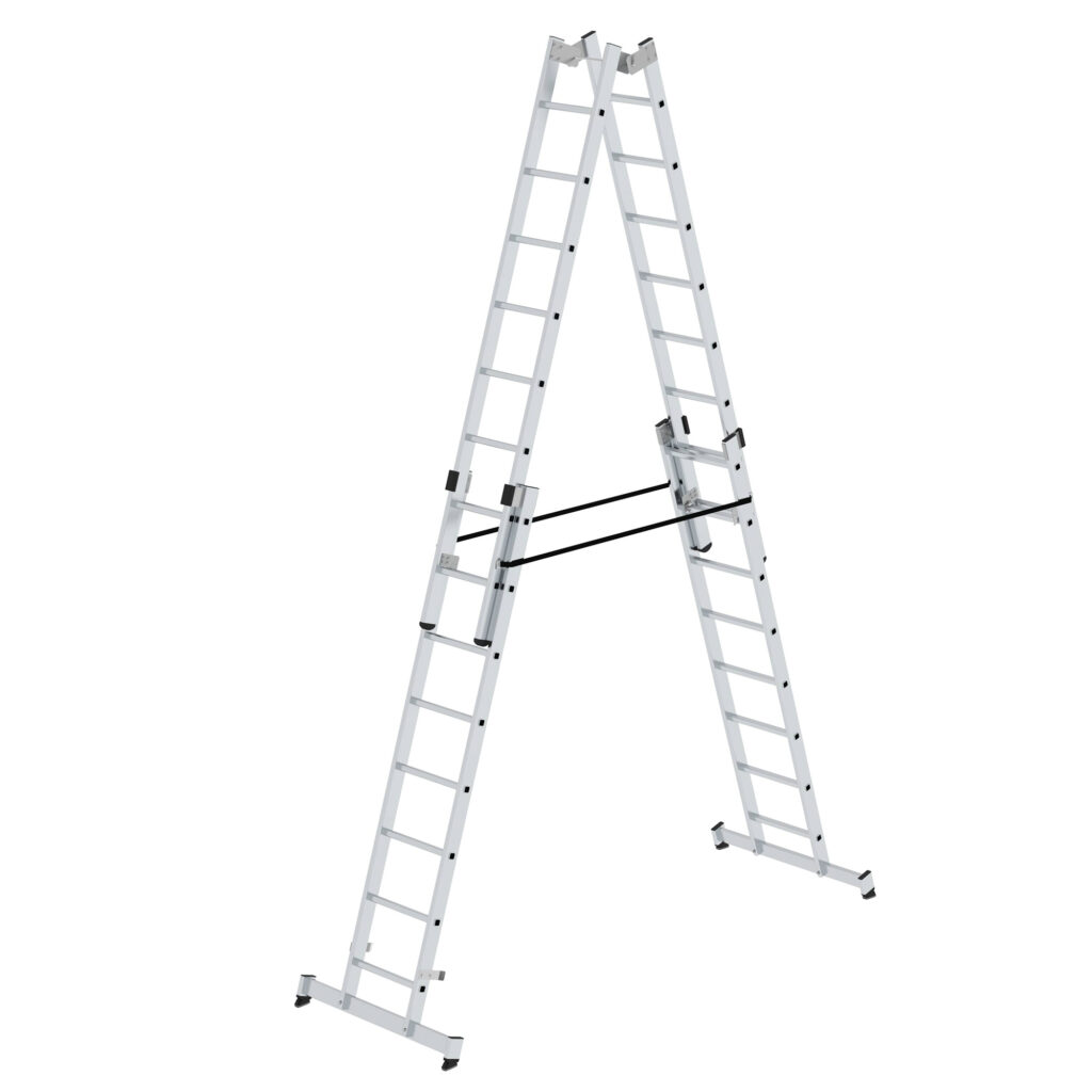 Sprossenstehleiter 4-teilig mit nivello®-Traverse 01-102n-100755 für verschiedene Arbeitshöhen MUNK