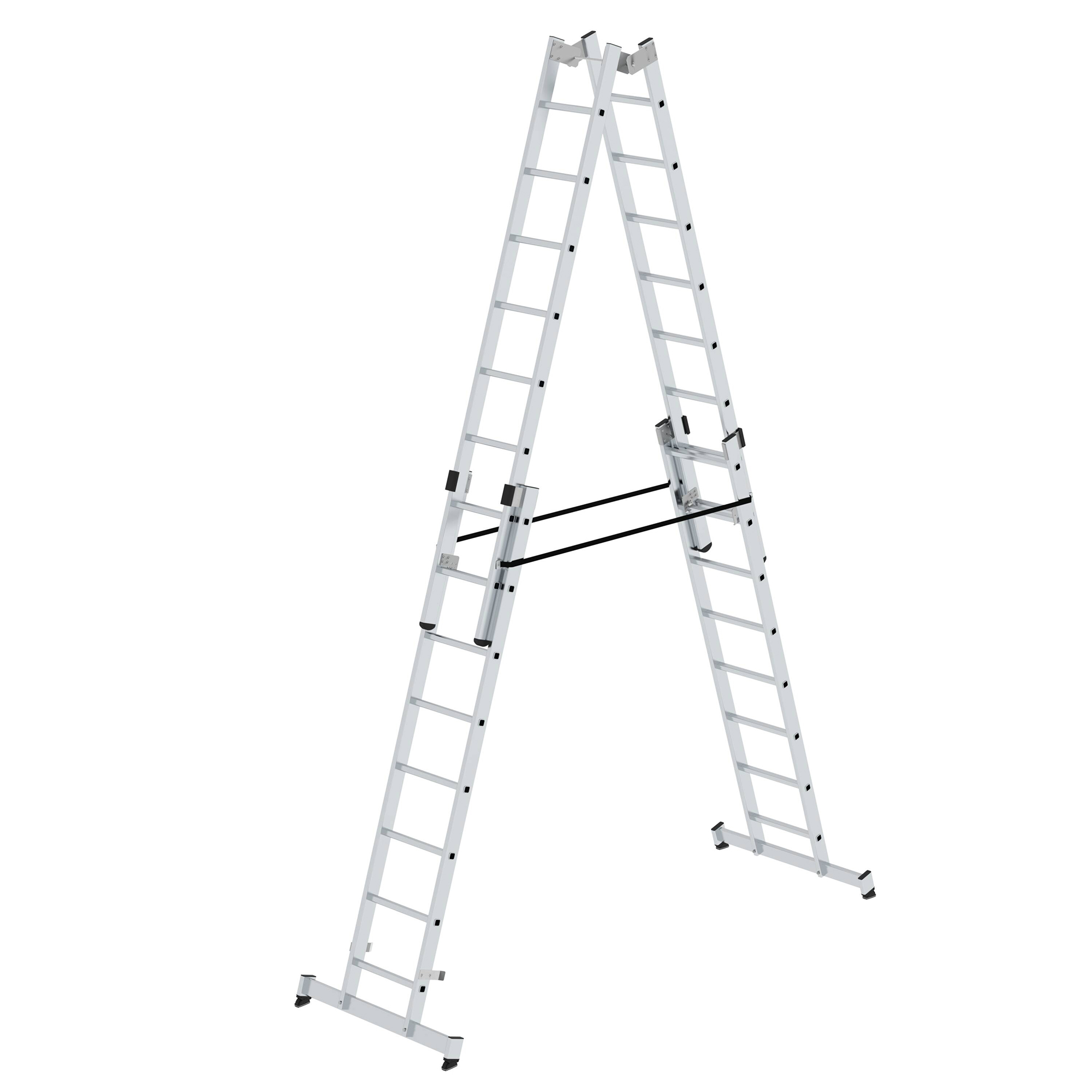 Sprossenstehleiter 4-teilig mit nivello®-Traverse 01-102n-100755 für verschiedene Arbeitshöhen MUNK