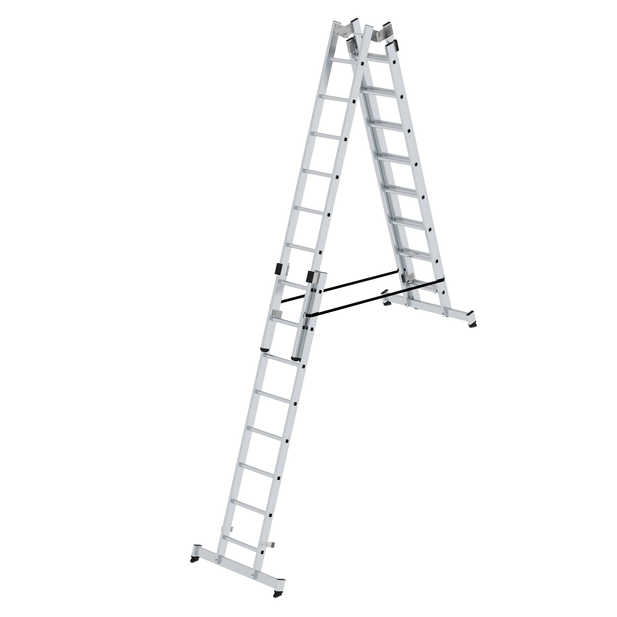 Sprossenstehleiter 4-teilig mit nivello®-Traverse 01-102n-100755 für verschiedene Arbeitshöhen MUNK