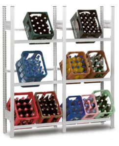 Getränkekistenregale Stecksystem ORION PLUS - Grundfeld 02-201n-101585 in verschiedenen Breiten und Farben erhältlich hofe Regalsysteme
