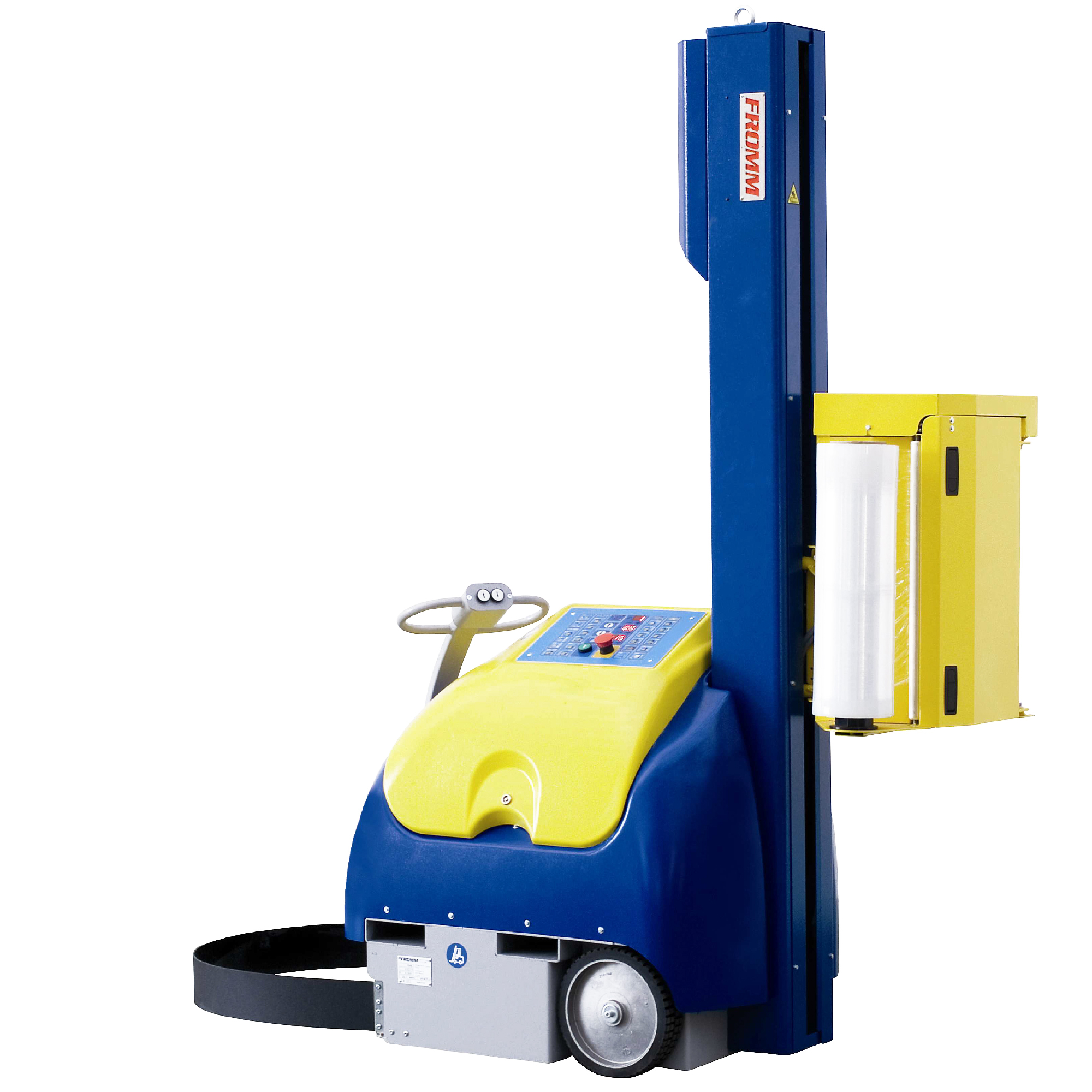 Folienwickelroboter – FROMM FR350 04-401n-100050 Säulenhöhe 2.315 mm für Wickelhöhe 2.100 mm - magnetische Rollenbremsen FROMM