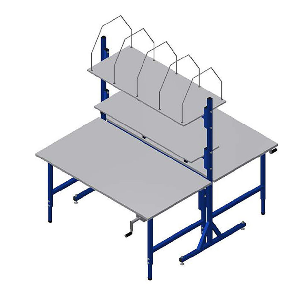 Komplettset Doppel-Packtisch - mit getrennter Höhenverstellung mittels Kurbel 05-501n-100186 in den Breiten 1.600 mm und 2.000 mm Thomas Dahmen