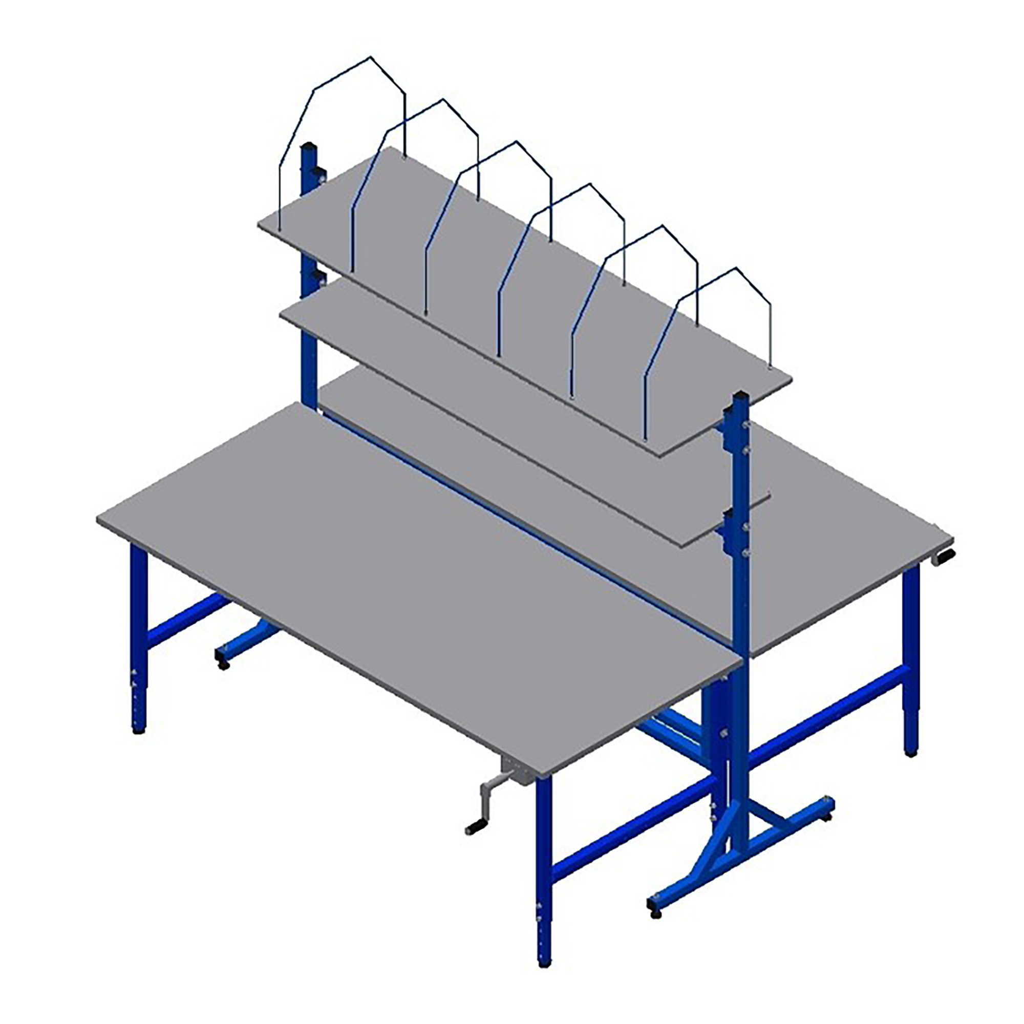 Komplettset Doppel-Packtisch - mit getrennter Höhenverstellung mittels Kurbel 05-501n-100186 in den Breiten 1.600 mm und 2.000 mm Thomas Dahmen