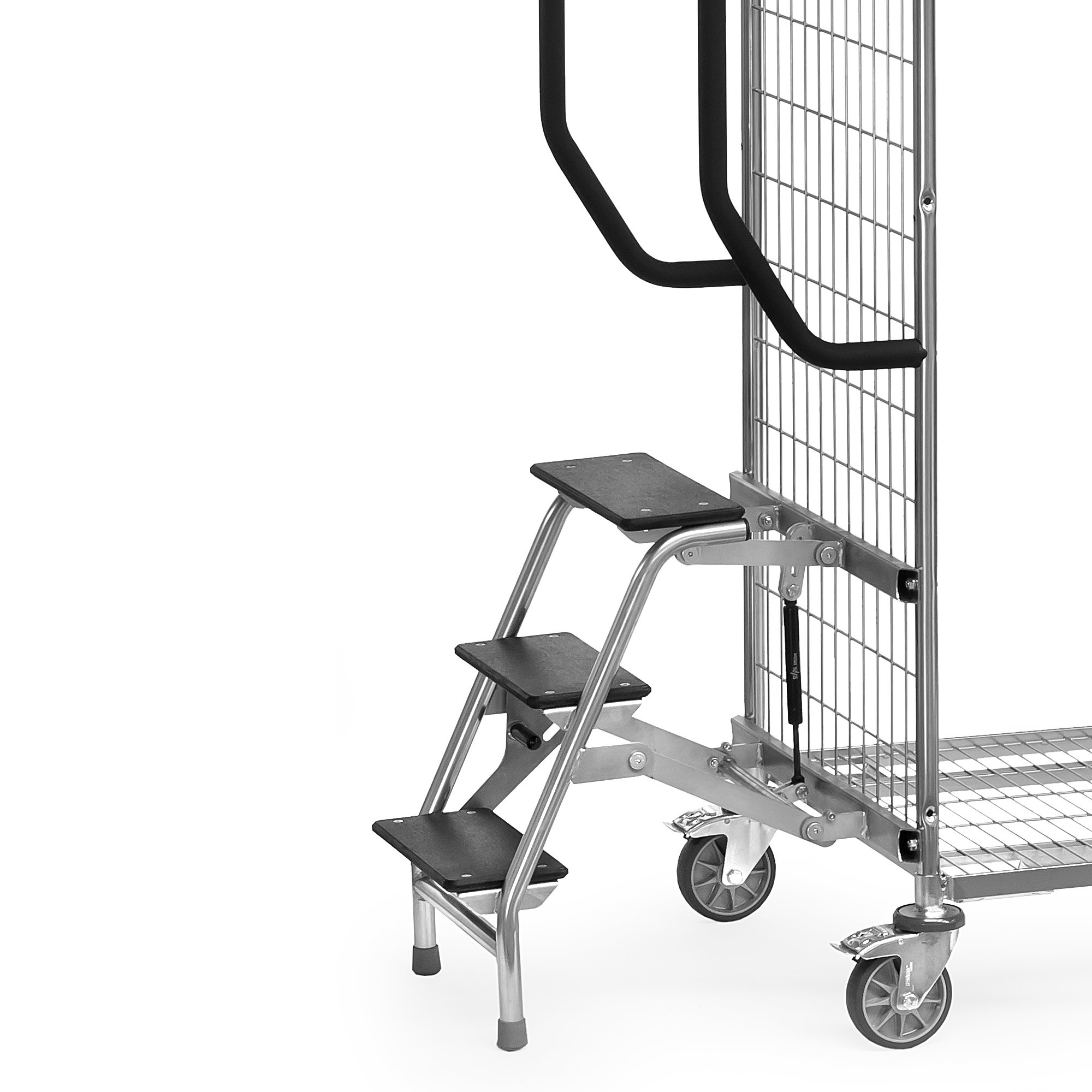 Trittstufen mit Griffen für fetra® Drahtgitter-Kommissionierwagen 06-601n-100032 in verschiedenen Varianten erhältlich Fetra