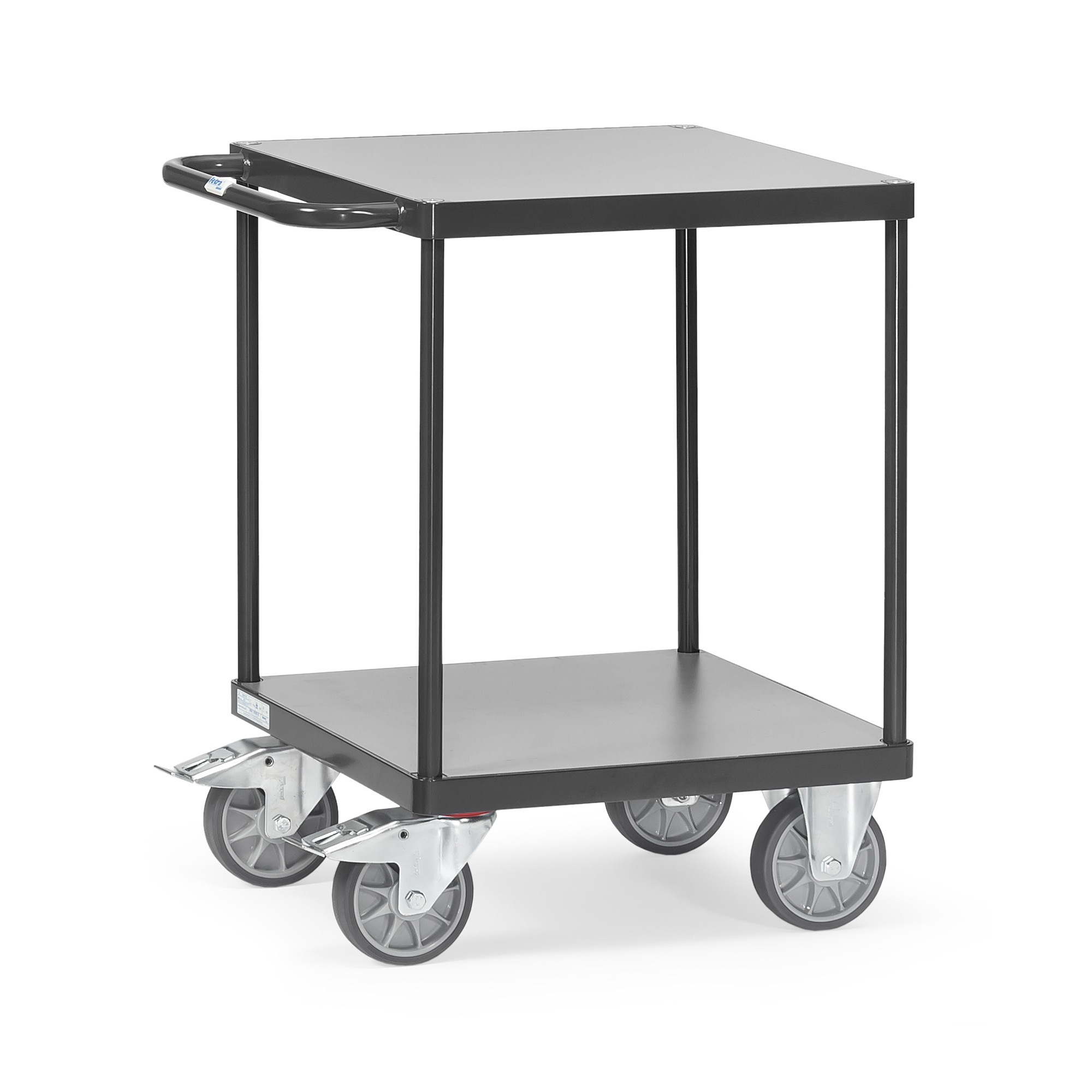 fetra® schwerer Tischwagen - GREY EDITION - 2 Ebenen  06-601n-100251 Ladefläche (LxB): 600 x 600 mm Fetra