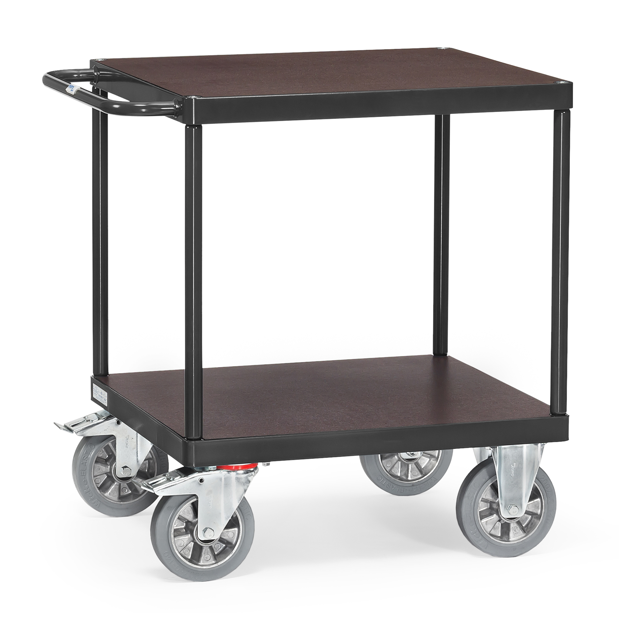 fetra® schwerer Tischwagen mit rutschsicheren Plattformen - 2 Ebenen - GREY EDITION 06-601n-100257 Ladefläche (LxB): 700 x 700 mm Fetra